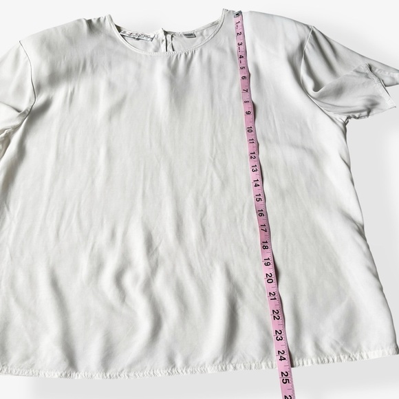 VTG 80s Herman Geist for Talbots Antique White Relaxed Short Sleeve Shirt Blouse - Picture 9 of 9